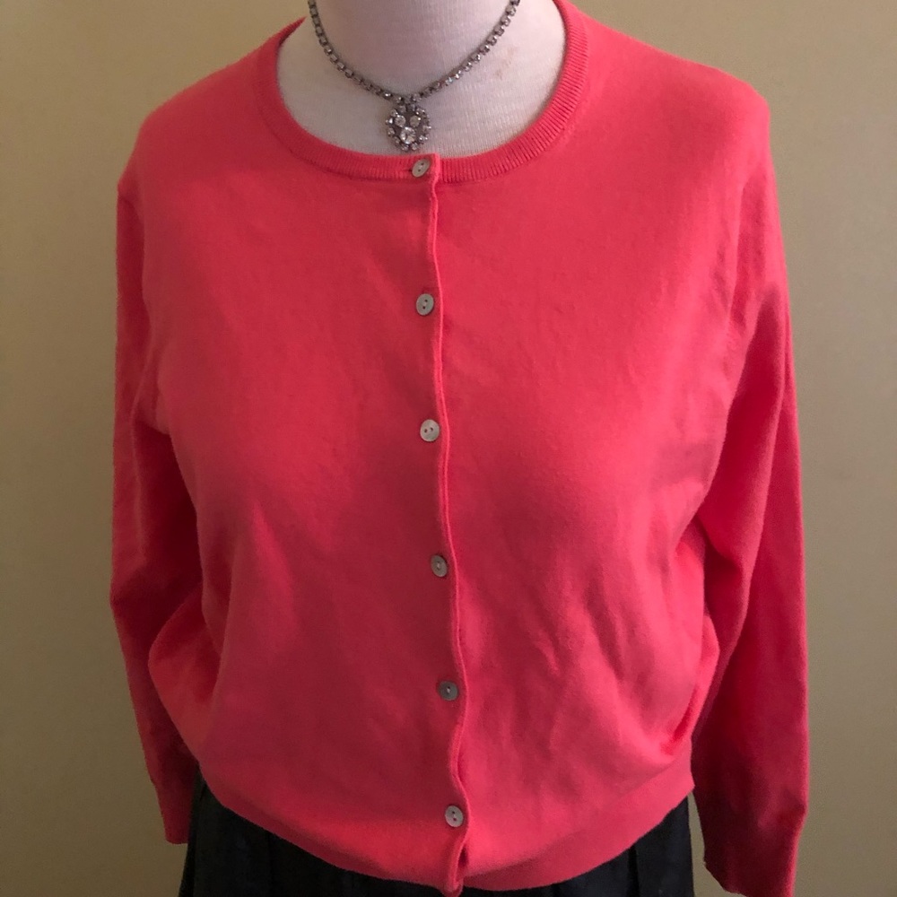 Lands End Watermelon Cardigan Sweater